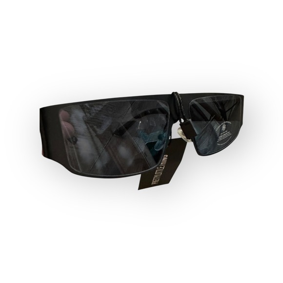 PrettyLittleThing Black Matt Metal Frame Slim Visor Sunglasses One Size CNB1267 - Picture 3 of 9